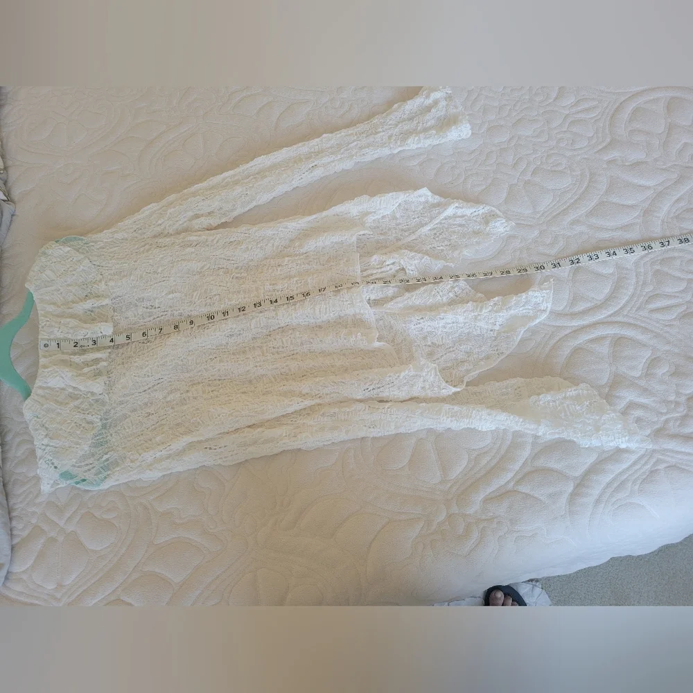 Free People Laney Stretch Lace Cardi Size Large - Picture 7 of 10